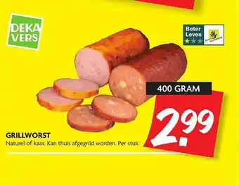 Dekamarkt Grillworst naturel of kaas 400 gram aanbieding