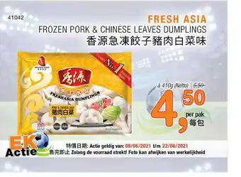 Amazing Oriëntal Fresh asia frozen pork & chinese leaves dumplings 410 g aanbieding