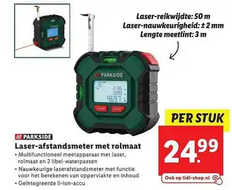 Lidl Parkside laser-afstandsmeter met rolmaat aanbieding