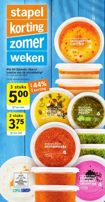 Albert Heijn Alle AH Spreads, dips en salades van de versafdeling per stuk aanbieding