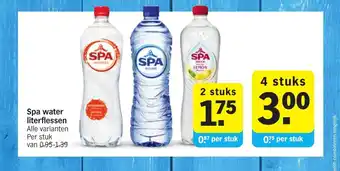 Albert Heijn Spa water literflessen 4 stuks aanbieding