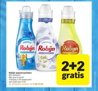 Albert Heijn Robijn wasverzachters Alle varianten 4 flessen a 30 wasbeurten aanbieding