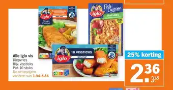 Albert Heijn Alle Iglo vis pak 10 stuks aanbieding