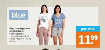 Albert Heijn Blue damespyjama of-shortama per stuk aanbieding