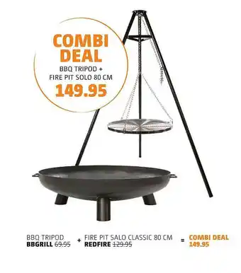 Bever BBQ tripod bbgrill + fire pit salo classic 80 cm redfire aanbieding