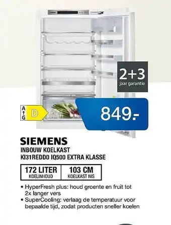 Electroworld Siemens Inbouw Koelkast KI31REDD0 IQ500 Extra Klasse aanbieding