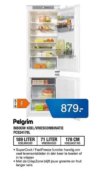 Electroworld Pelgrim Inbouw Koel-Vriescombinatie PCS24178L aanbieding