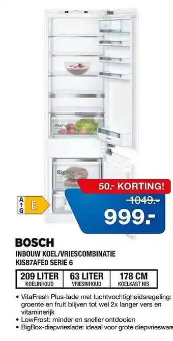 Electroworld Bosch Inbouw Koel-Vriescombinatie KIS87AFE0 Serie 6 aanbieding