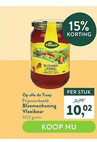 Holland & Barrett Op Alle De Traay Bloemenhoning Vloeibaar 15% Korting aanbieding