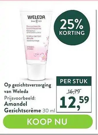 Holland & Barrett Op Gezichtsverzorging Van Weleda Amandel Gezichtscrème 25% Korting aanbieding