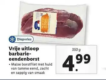 Lidl Duc de coeur vrije uitloop barbarie eendenborst 350 g aanbieding