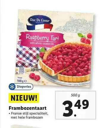 Lidl Duc de coeur frambozentaart 500 g aanbieding