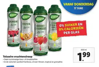 Lidl Teisseire vruchtensiroop 600 ml aanbieding