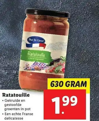 Lidl Duc de coeur ratatouille 630 gram aanbieding