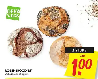 Dekamarkt Rozenbroodjes Wit, Donker Of Spelt aanbieding