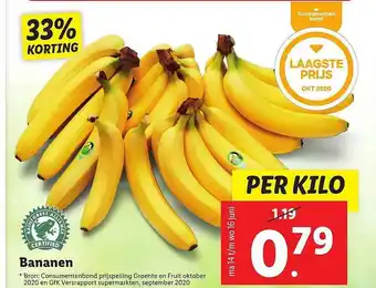 Lidl Bananen 33% Korting aanbieding