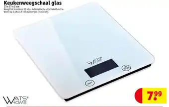 Kruidvat WatsHome Keukenweegschaal glas 23*17*2 cm aanbieding