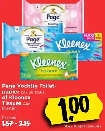 Vomar Voordeelmarkt Page vochtig toiletpapier of Kleenex tissues aanbieding