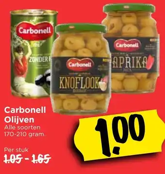 Vomar Voordeelmarkt Carbonell Olijven 170-210g aanbieding