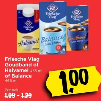 Vomar Voordeelmarkt Friesche Vlag Halvamel of Goudband 455ml of Balance 466ml aanbieding