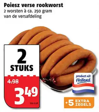 Poiesz Poiesz verse rookworst 250 gram aanbieding