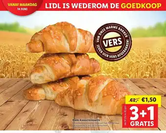 Lidl Ham-Kaascroissants 3+1 Gratis aanbieding