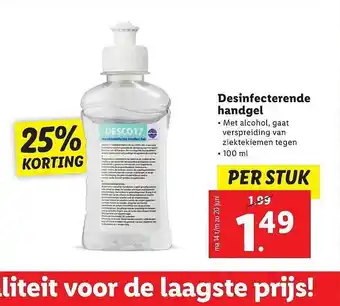 Lidl Desinfecterende Handgel 25% Korting 100ml aanbieding