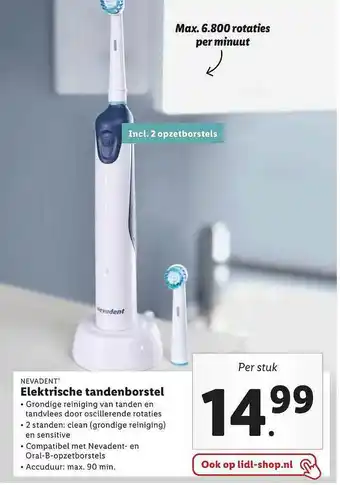 Lidl Nevadent Elektrische Tandenborstel aanbieding