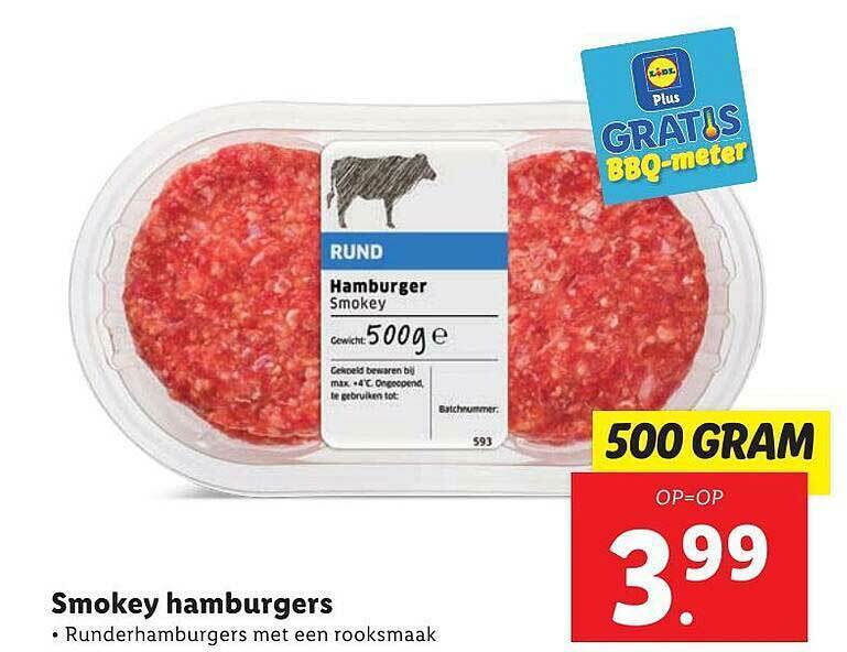 Smokey Hamburgers 500g aanbieding bij Lidl