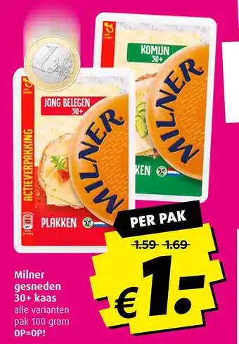Boni Milner gesneden 30+ kaas aanbieding