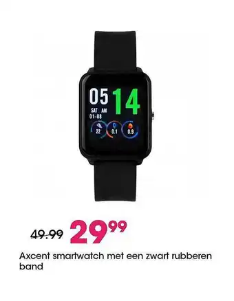 Lucardi Axcent Smartwatch Met Een Zwart Rubberen Band aanbieding