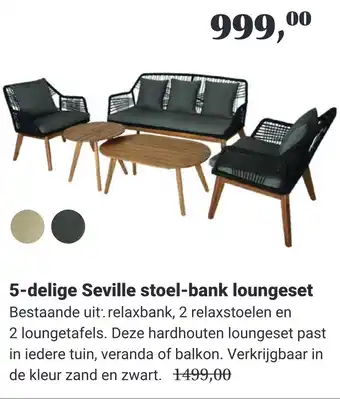 TuinWereld 5-delige Seville stoel-bank loungeset aanbieding