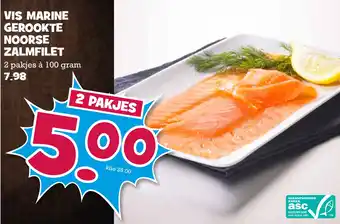 Boon`s Markt Vis Marine gerookte Noorse zalmfilet 100 gram aanbieding