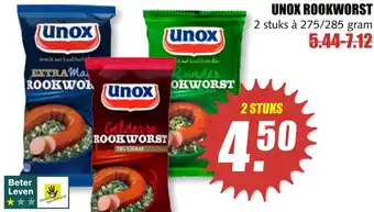 MCD Supermarkt Unox rookworst 275/285 gram aanbieding