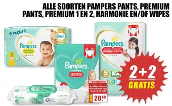 MCD Supermarkt Alle soorten Pampers Pants, Premium Pants, Premium 1 en 2, Harmonie en/of Wipes aanbieding