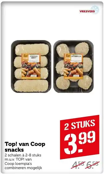 Coop Top! van Coop snacks 2 schalen a 2-8 stuks aanbieding