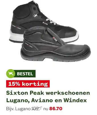 Welkoop Sixton peak werkschoenen lugano, aviano en windex aanbieding