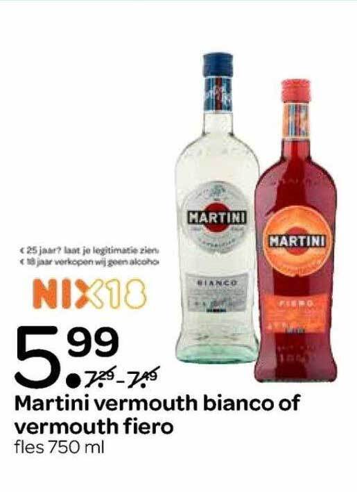 Martini Vermouth Bianco Of Vermouth Fiero aanbieding bij Spar