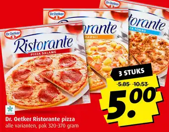 Boni DIEPVRIES Dr. Oetker Ristorante pizza 320-370 gram aanbieding