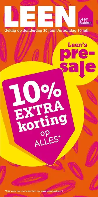 Leen Bakker 10% Extra korting op alles aanbieding