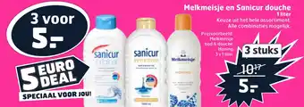 Trekpleister Melkmeisje en Sanicur douche 1 liter aanbieding