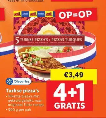 Lidl Diepvries Turkse pizza's 900 g per pak aanbieding