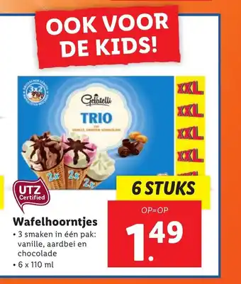 Lidl Wafelhoorntjes 6 x 110 ml aanbieding