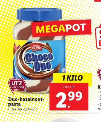 Lidl Duo-hazelnoot-pasta 1 kilo aanbieding