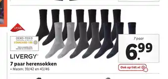 Lidl Livergy 7 paar herensokken maten: 39/42 en 43/46 aanbieding