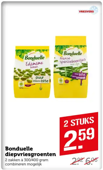 Coop Bonduelle diepvriesgroenten 300/400 gram aanbieding