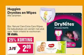 De Online Drogist Huggies Drynites En Wipes 25% Korting aanbieding