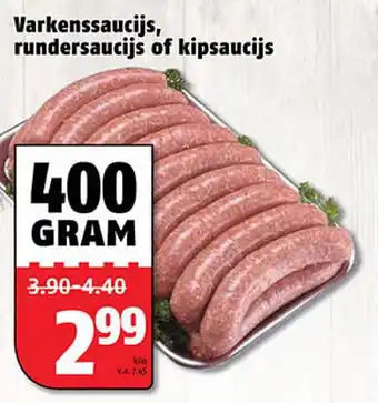 Poiesz Varkenssaucijs, rundersaucijs of kipsaucijs 400 gram aanbieding