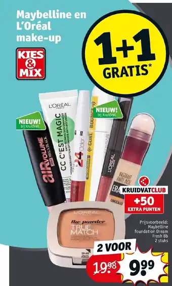 Kruidvat Maybelline en L'oreal make-up aanbieding