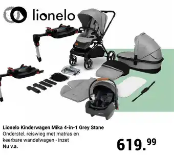 Van Asten BabySuperstore Lionelo Kinderwagen Mika 4-in-1 Grey Stone aanbieding